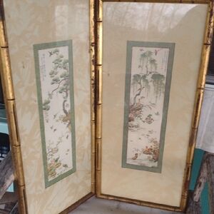 Elegant Gold Framed Asian Art Wall Decor